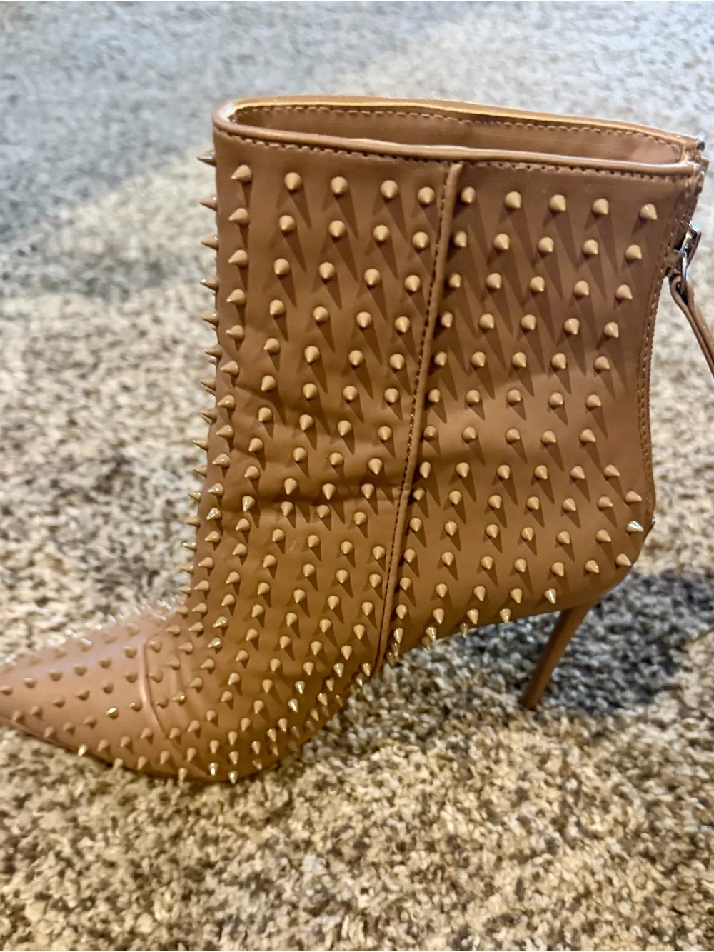 Steve Madden Studded Pointed Toe Ankle Boots in Taupe